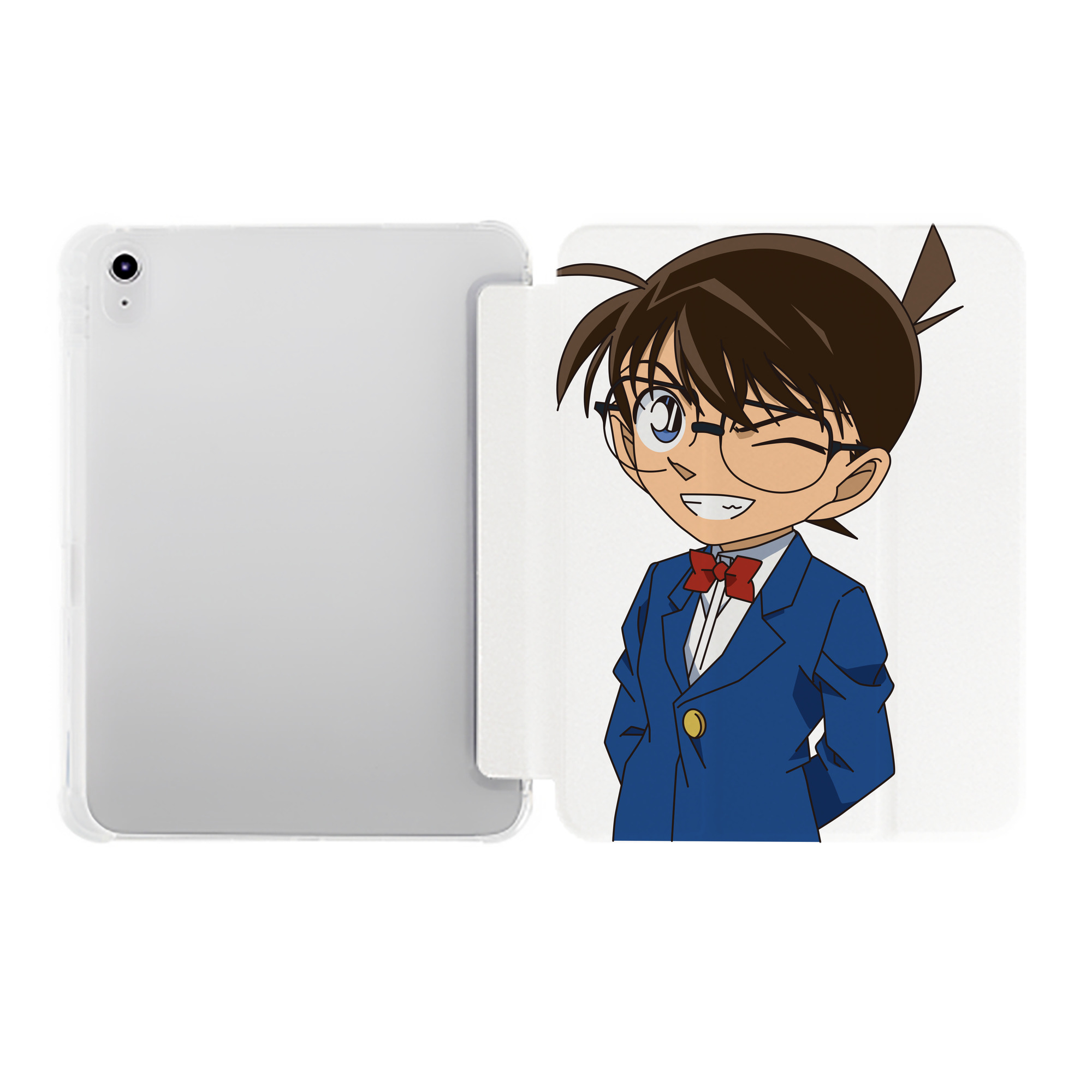 （画像用） 名探偵コナン 江戸川 コナン Detective Conan Conan Edogawa IPad ケース ペン収納付き 三つ折りスタンド PUレザー×シリコン 対応機種9.5/10.5/10.9インチ